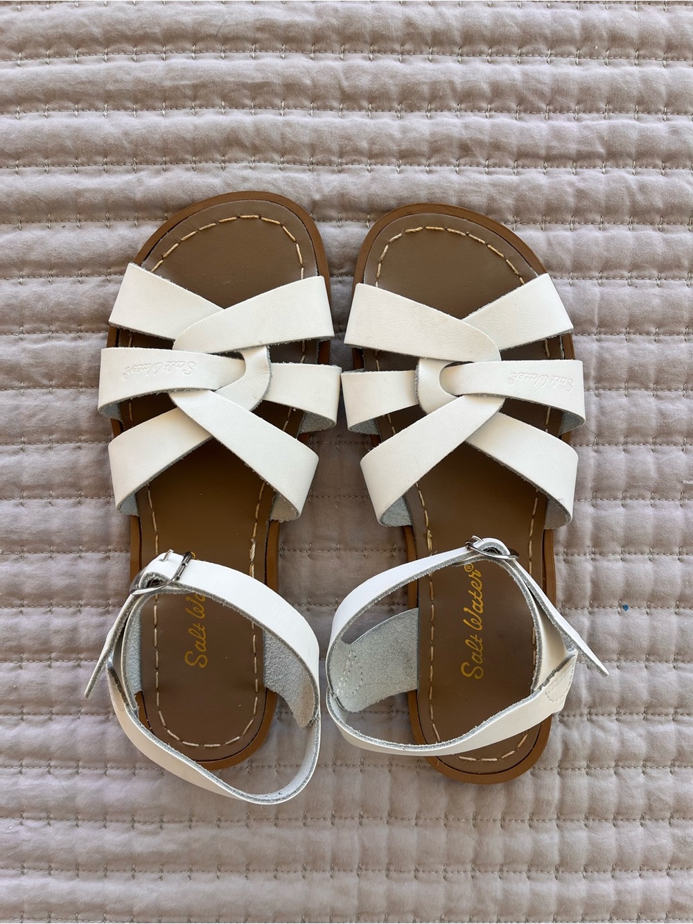 Salt Water Sandals by Hoy White Girls' Crisscross Ankle-Strap Sandals